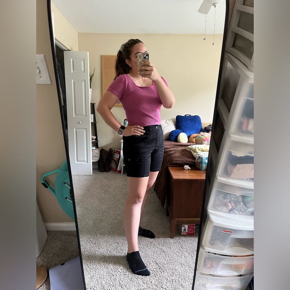 Ribbed Pink long crop top